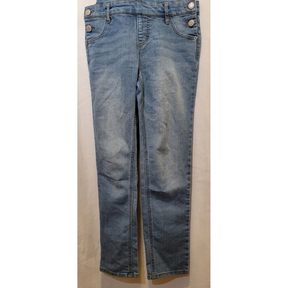 Cat & Jack Girls Super Skinny Denim Overalls Size L 30x26 Stretch - Picture 2 of 7